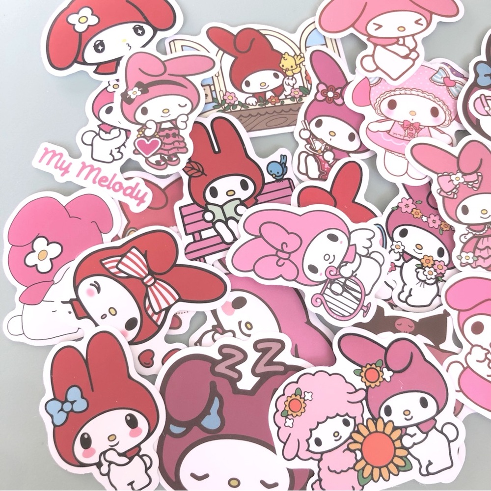 NWT 25pc Set Hello Kitty My Melody Sanrio Kawaii Stickers Variety Pack 2”